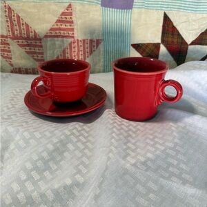 Fiestaware Scarlet Tea Cup, Saucer and Mug Pair—-His and Hers set ❤️
